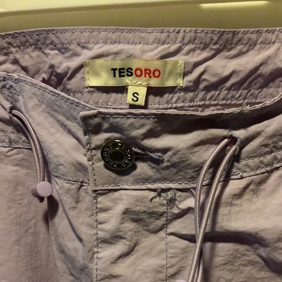 Women's Wide Leg Cargo Pants in Light Purple, green pants similar version - Picture 3 of 4